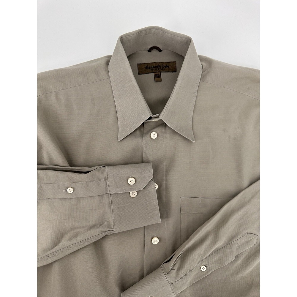 Kenneth Cole Collection Shirt Gray 16.5 34/35‎ Long Sleeve Solid Button Up
